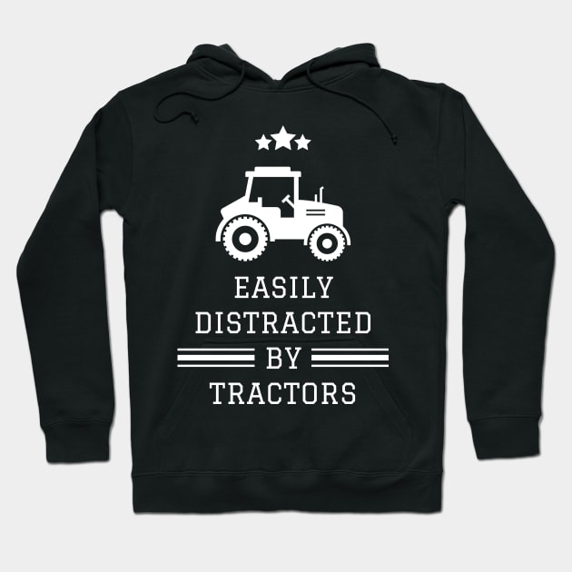 Easily Distracted By Tractors Hoodie by Lasso Print